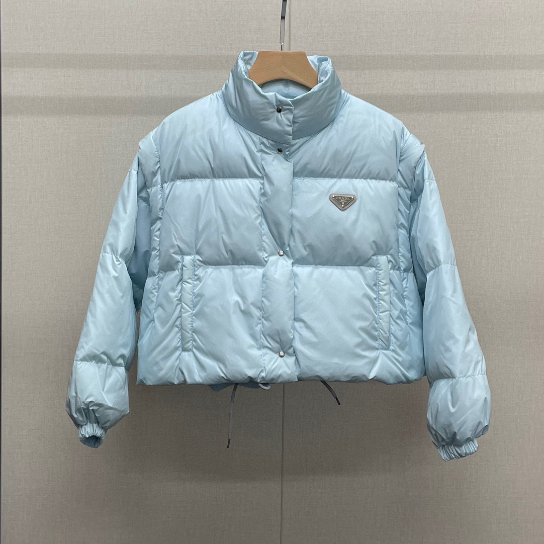 Prada Re Nylon Cropped Convertible Down Jacket Manches Detachables
