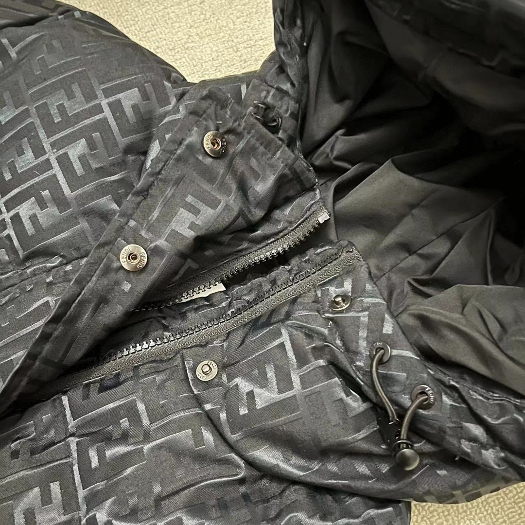 Fendi FF Zucca Monogram Hooded Puffer
