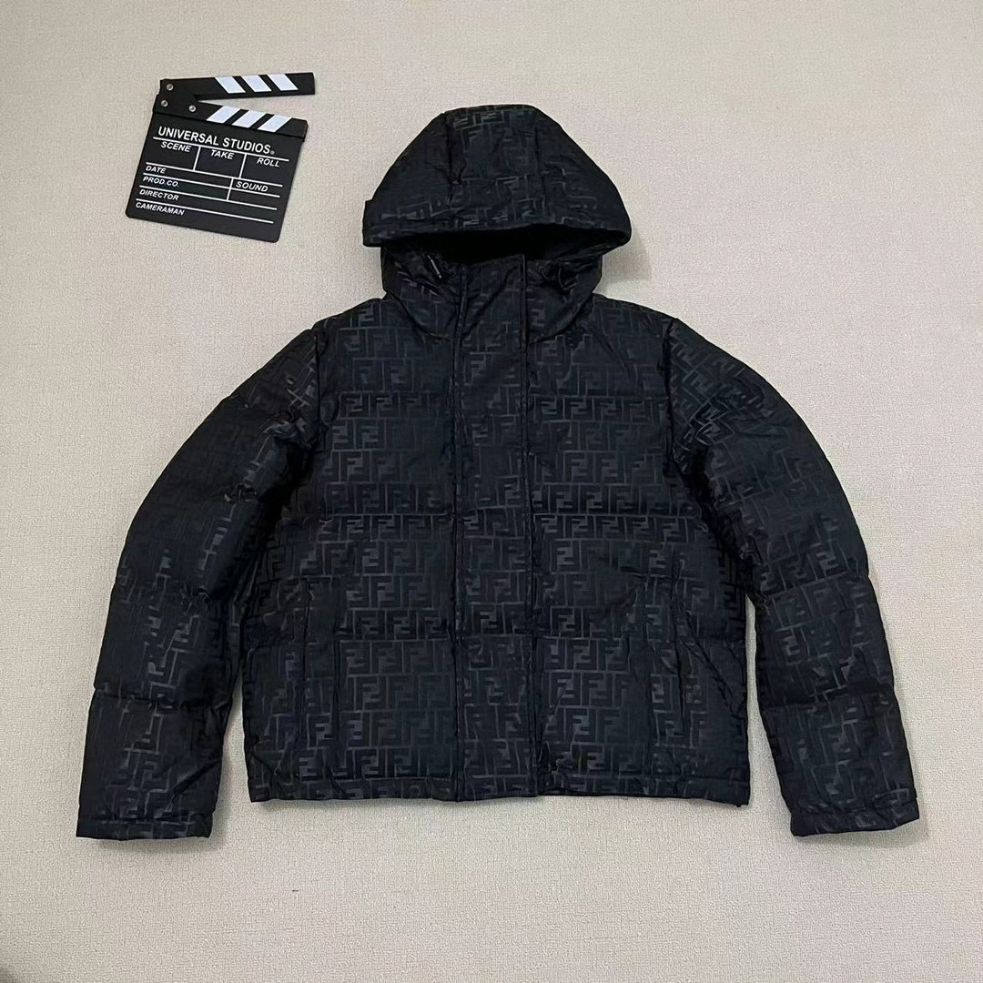 Fendi FF Zucca Monogram Hooded Puffer
