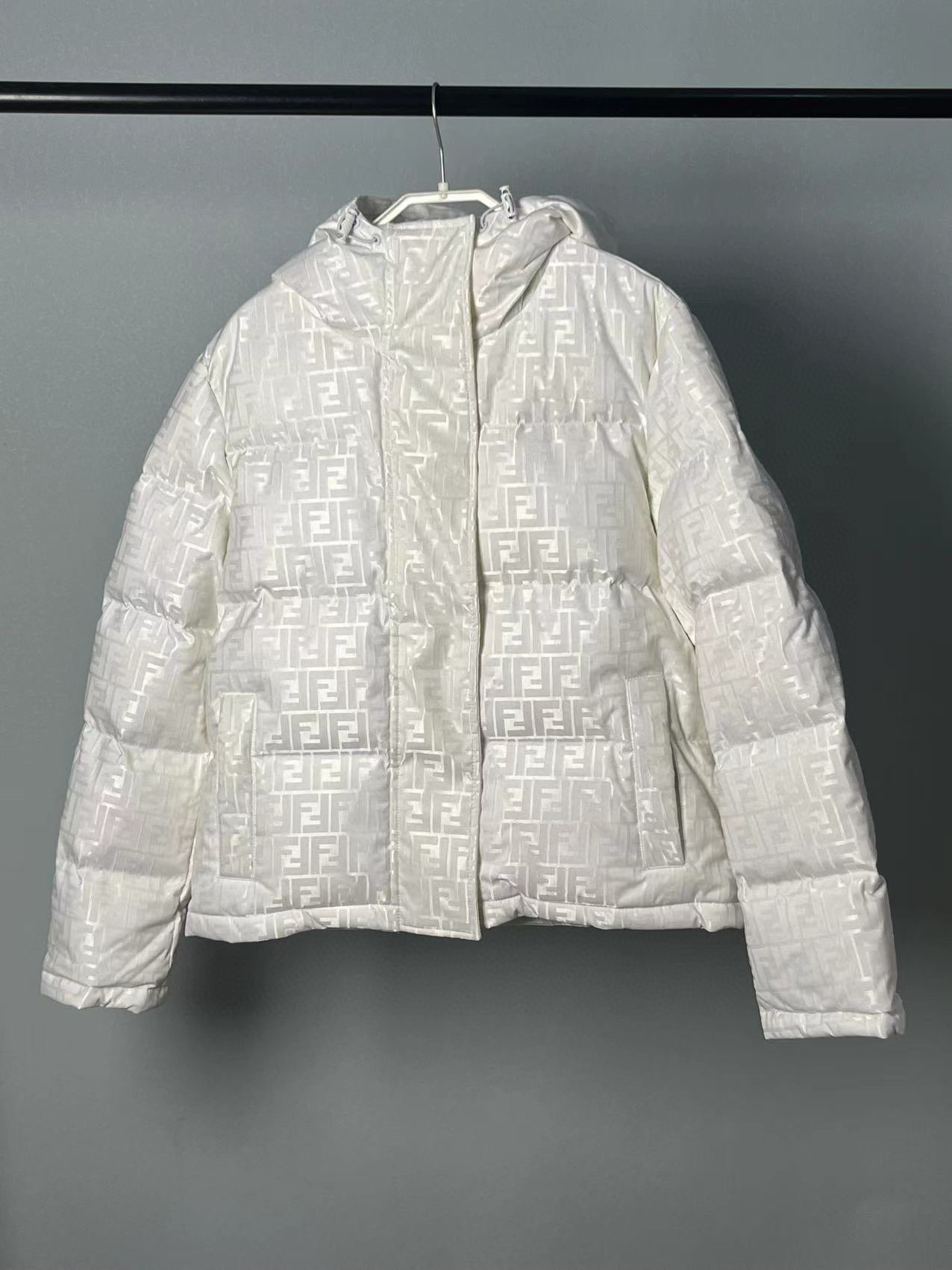 Fendi FF Zucca Monogram Hooded Puffer