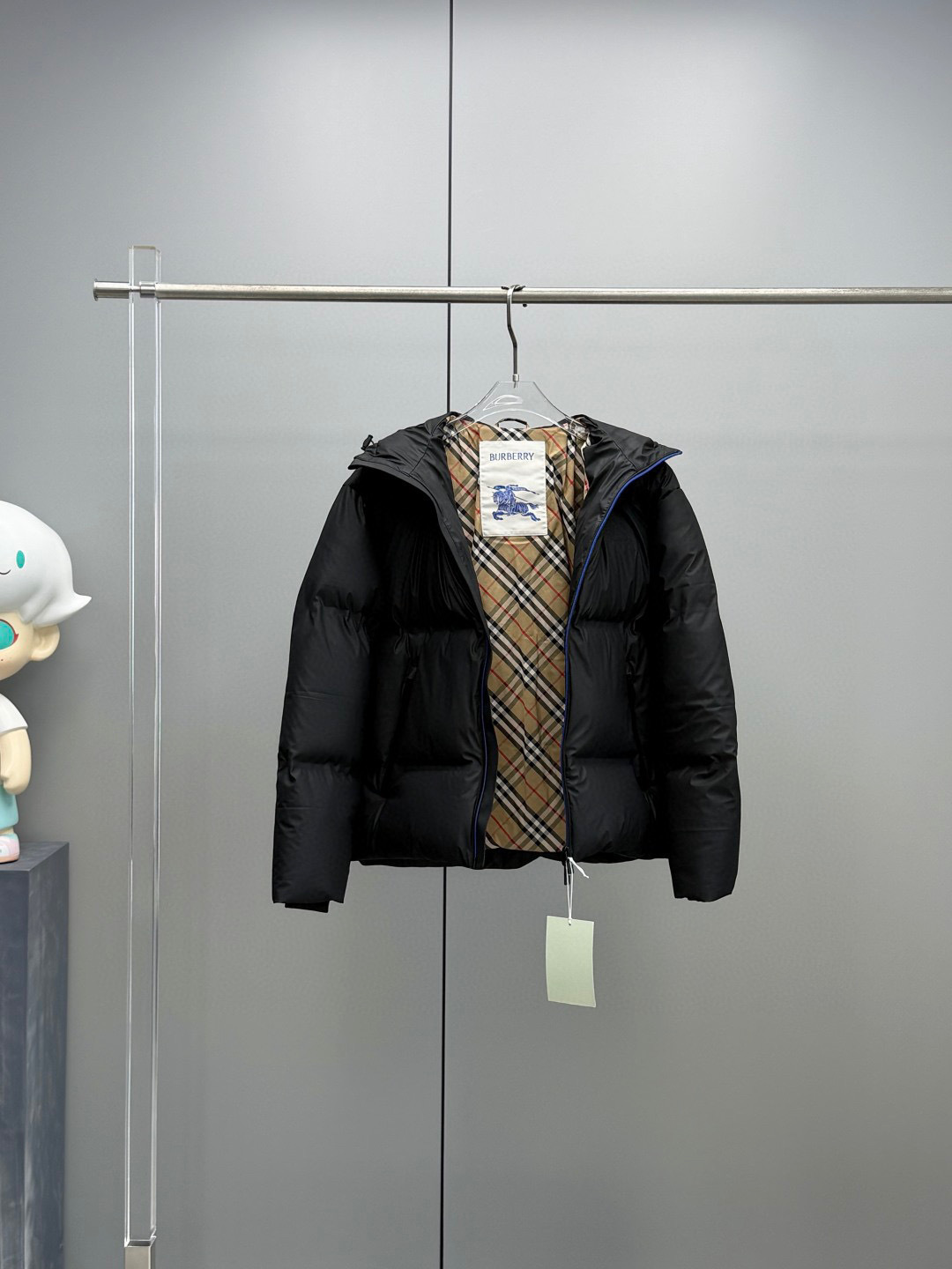 Burberry Check Lined Hooded Puffer Jacket