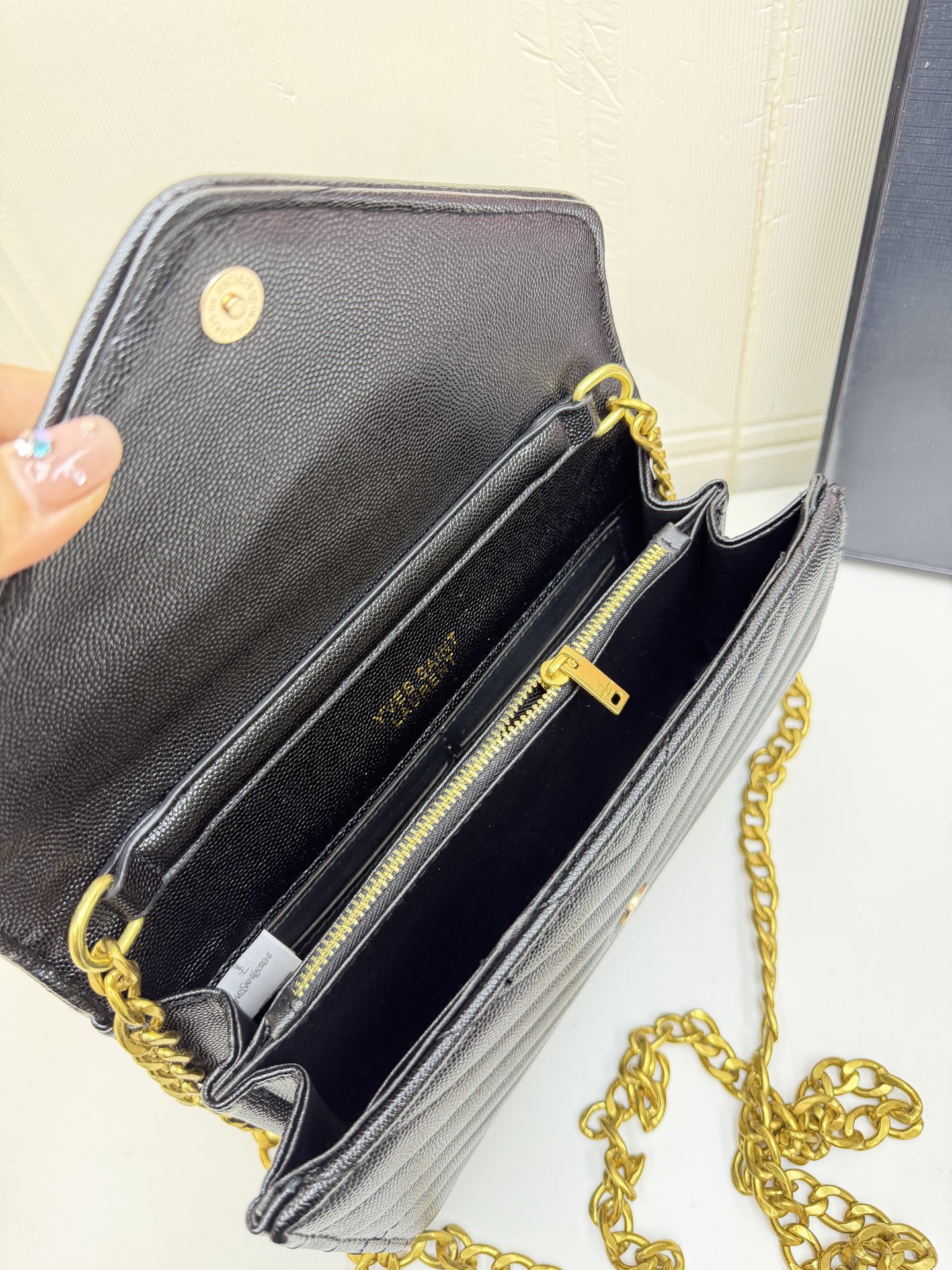 Saint Laurent Cassandre Enveloppe Chain Wallet